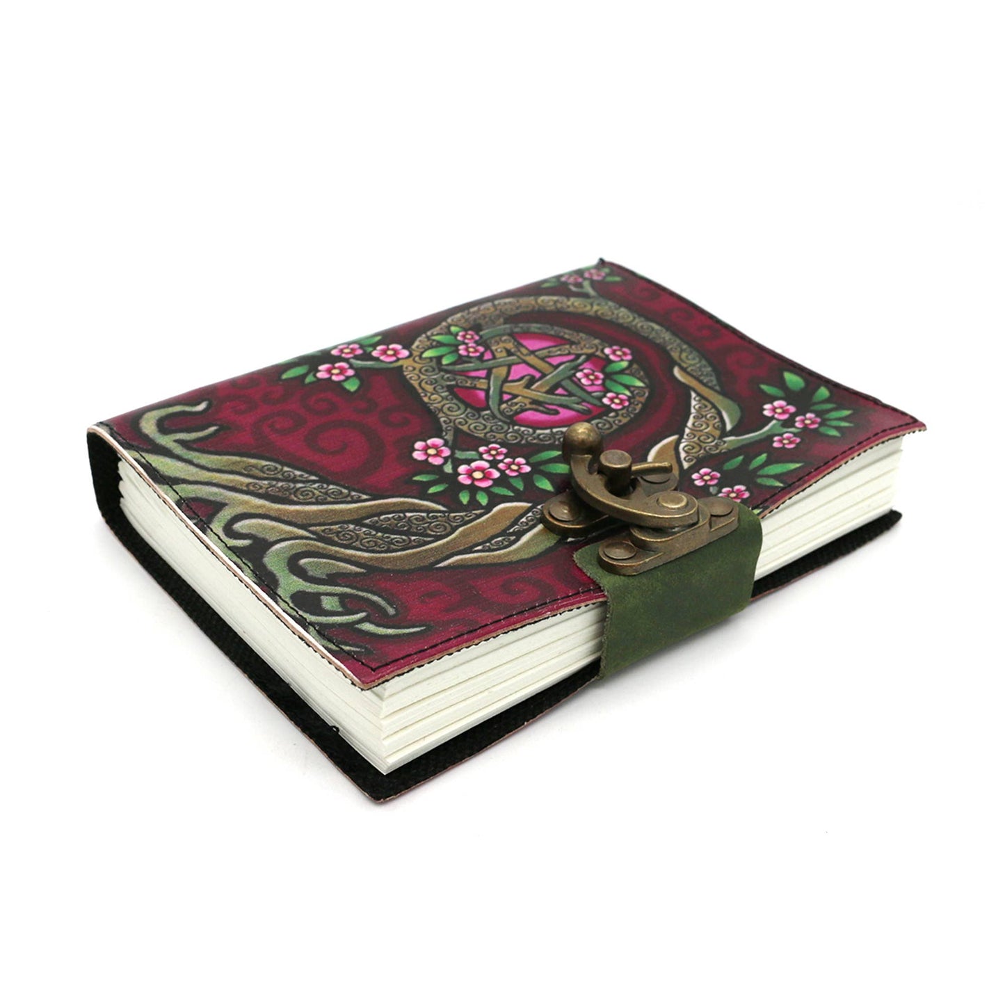 *Embossed Pink Pentacle Blank Leather Journal (5 x 7 in.)