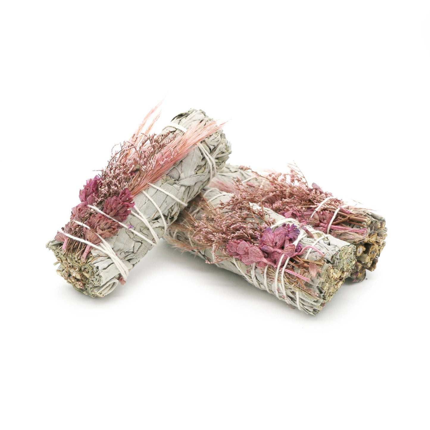 'Pink Bouquet' Floral White Sage Smudge Stick (4 in.)