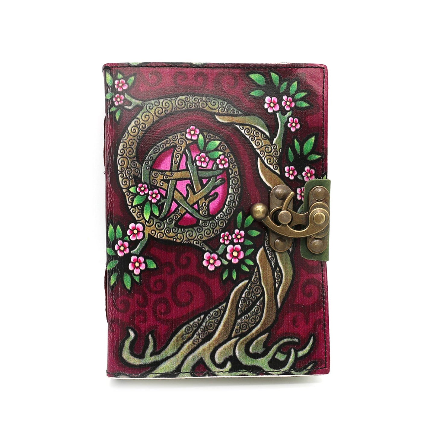 *Embossed Pink Pentacle Blank Leather Journal (5 x 7 in.)