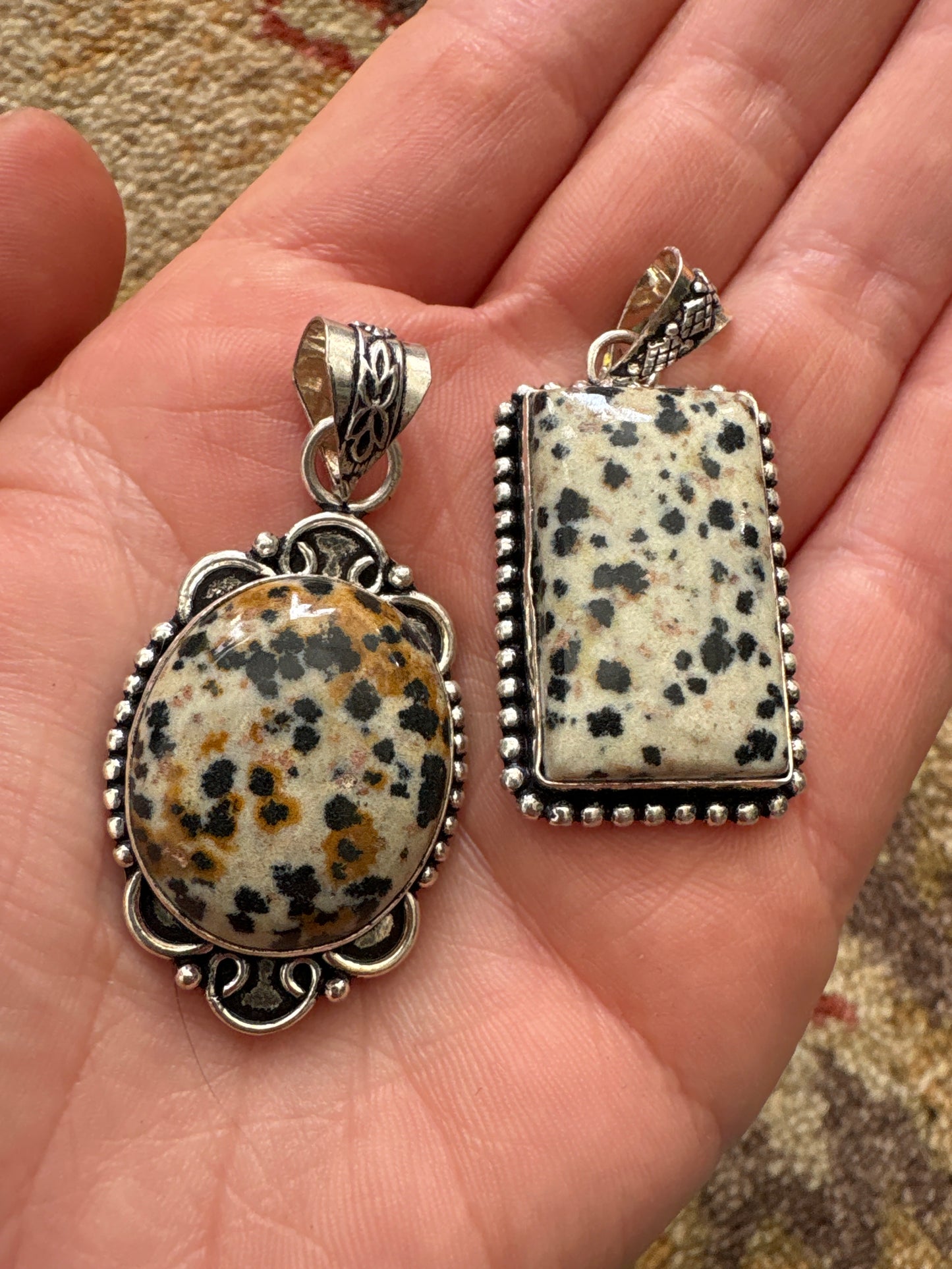 *Dalmatian jasper sterling silver plated pendant