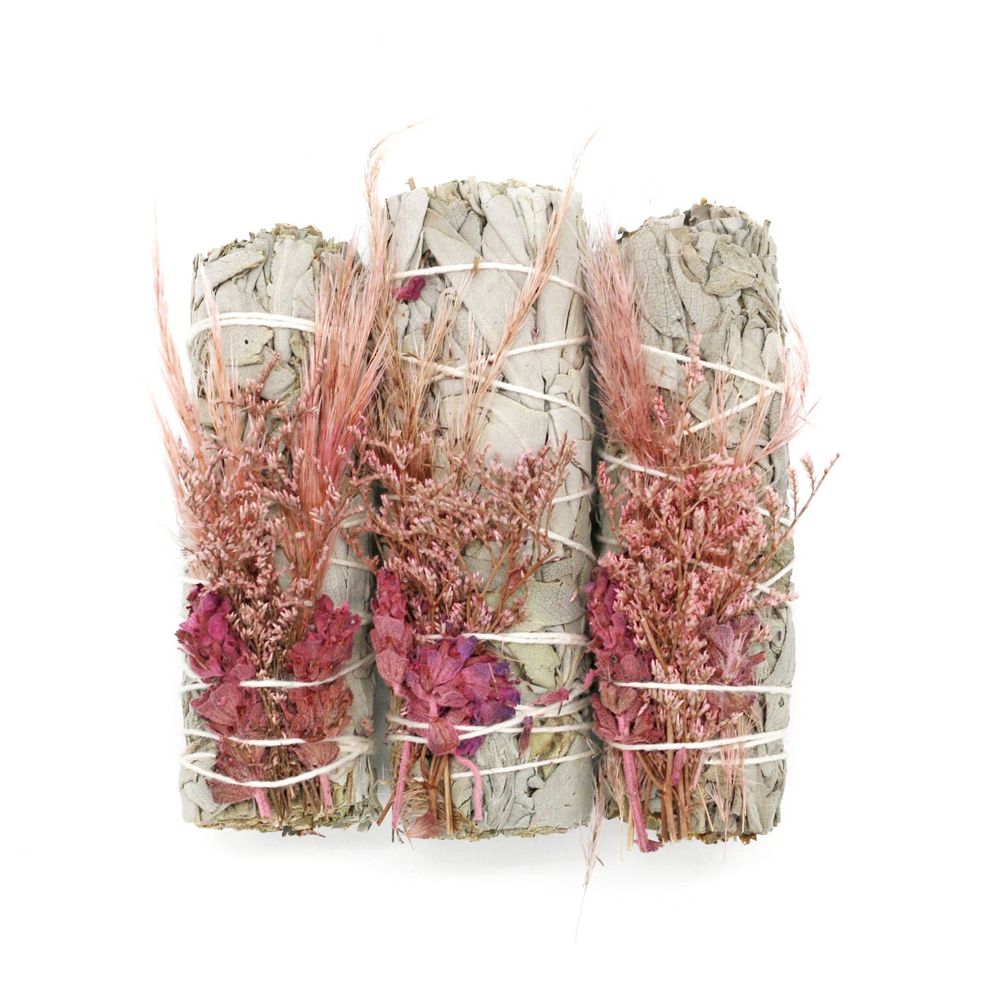 'Pink Bouquet' Floral White Sage Smudge Stick (4 in.)