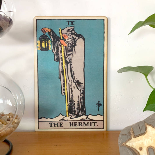 Wood Wall Art Tarot - 9 - The Hermit Full Color