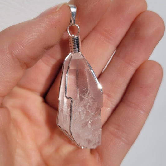 Pendant Raw Clear Quartz Wire Wrap