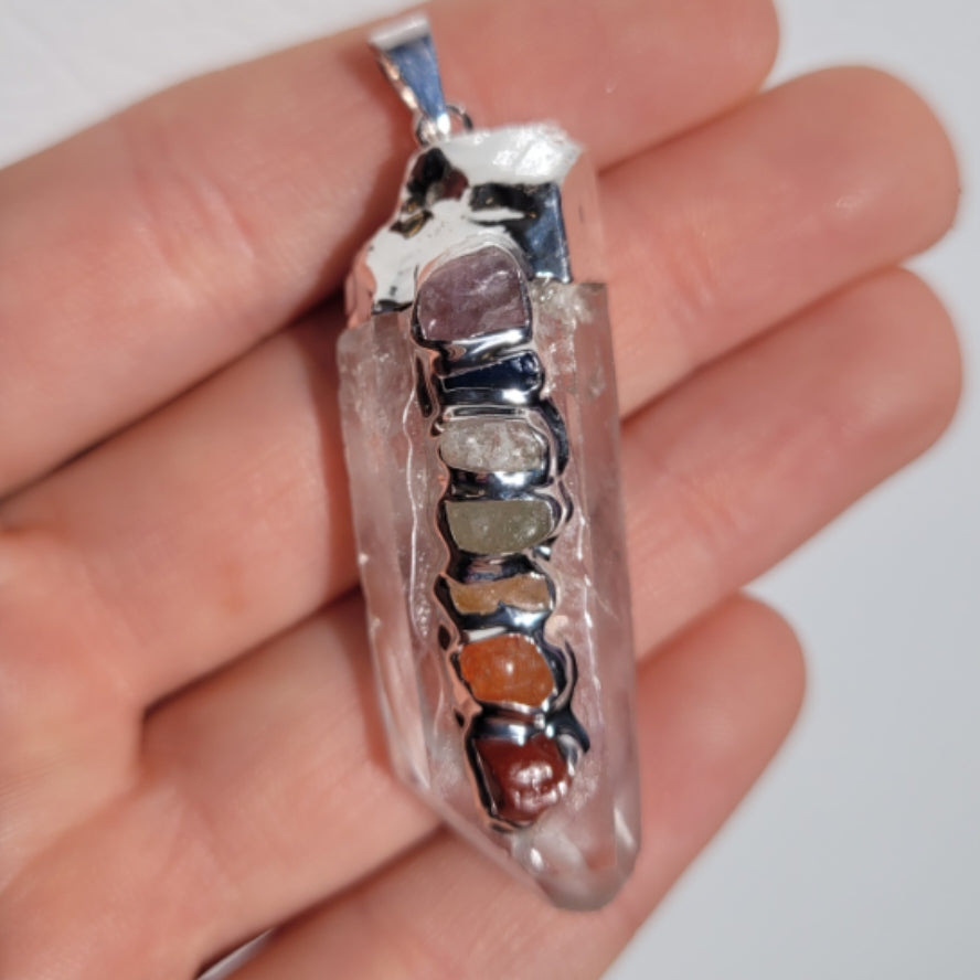 Pendant Clear Quartz Rough Chakra