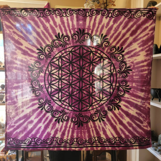 Tie Dye Flower of Life Altar Cloth