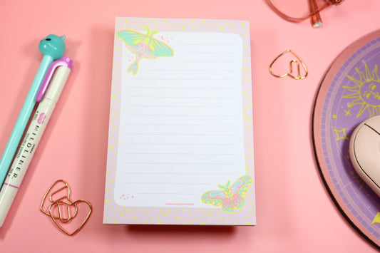 Night Moth Pastel Butterfly Notepad Pink