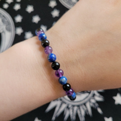 Bracelet Amethyst Lapis & Black Tourmaline