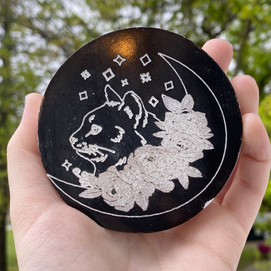 Charging Plate Selenite Black Cat