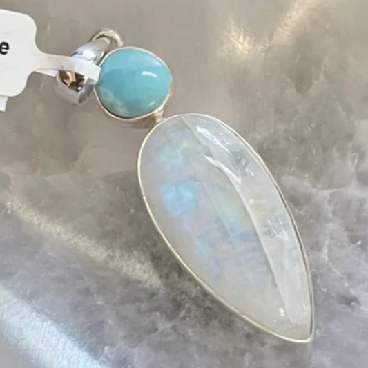 Pendant Moonstone and Blue Topaz