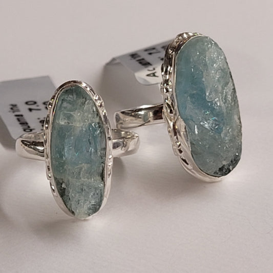 Large Aquamarine Rough Ring