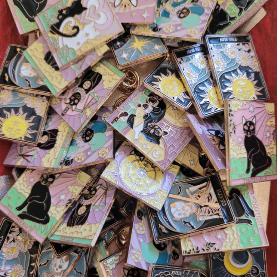 Tarot Card Cat Pins