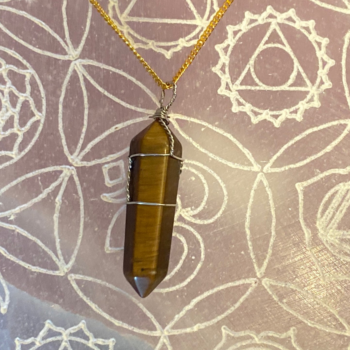 Pendant Tigers Eye Wire Wrap