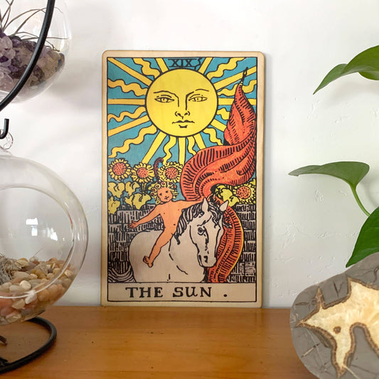 Wood Wall Art Tarot - 19 - The Sun Full Color